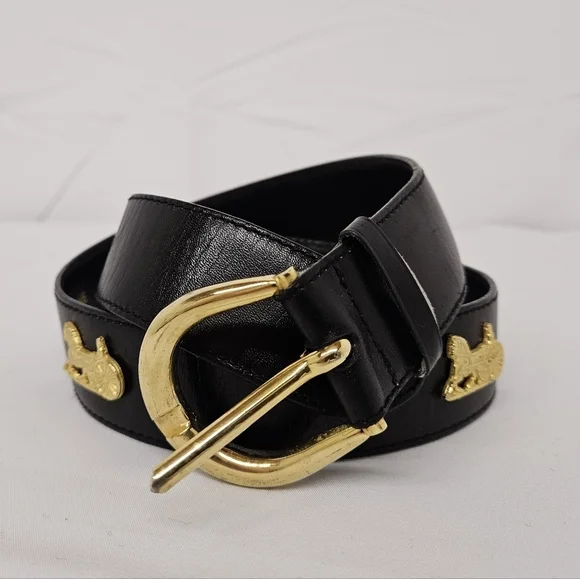 Celine Carriage Belt In Black Leather And Gold Hardware Women's Size 70 - Picture 13 of 13